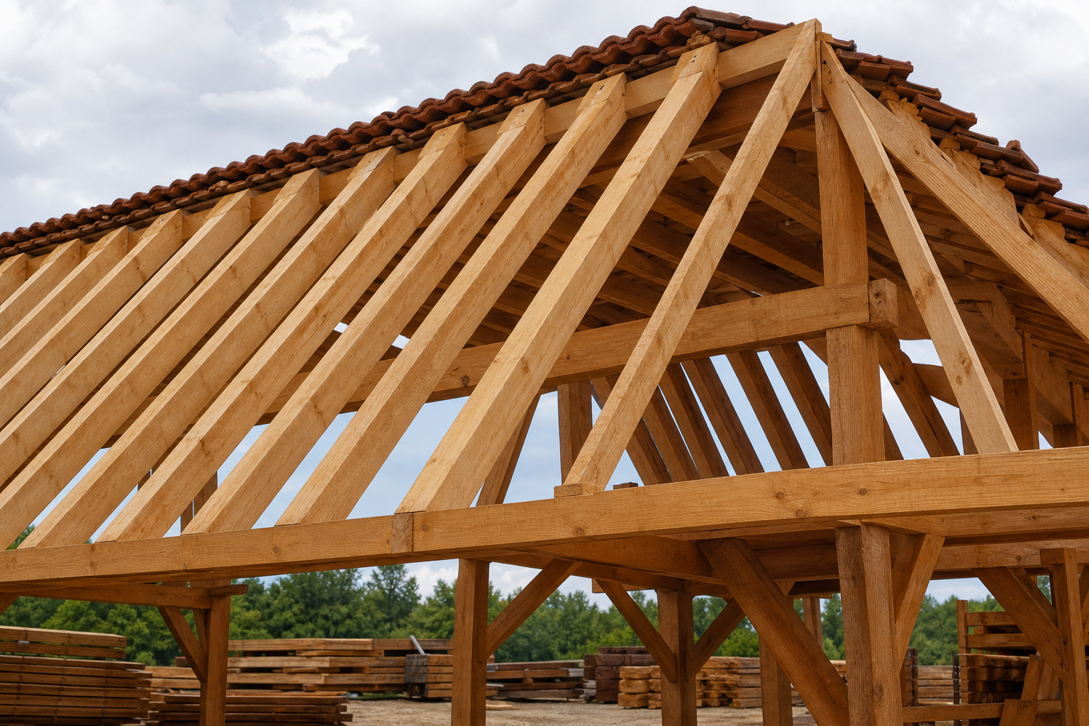 Madeira para telhado — vigas e caibros para cobertura residencial